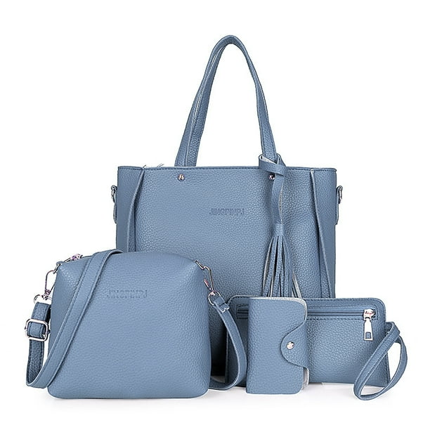 4pcs Women Fashion Leather Handbag Shoulder Bag Tote Purse Messenger Satchel Set 
